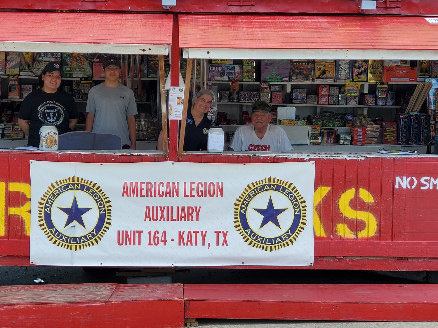 American Legion Post 164 is selling fireworks as a fundraiser. The stand is at 23222 Kingsland Blvd. and will operate through Tuesday.